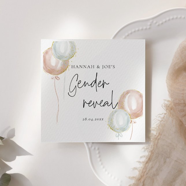 Pink & Blue Balloon Gender Reveal Team Boy Serviette (Von Creator hochgeladen)