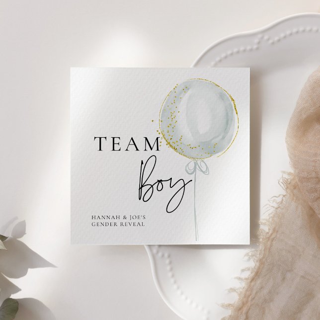 Pink & Blue Balloon Gender Reveal Team Boy Serviette (Von Creator hochgeladen)