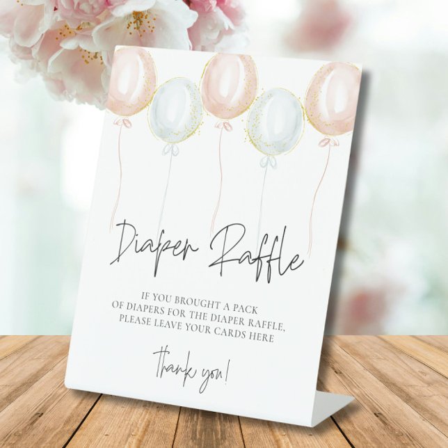 Pink & Blue Balloon Geschlecht offenbart Windeln R Sockelschild (Von Creator hochgeladen)