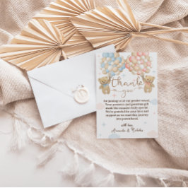 Pink Blue Balloons Gender Reveal Dankeskarte