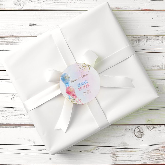 Pink Blue Balloons Gender Reveal Dusche Vielen Dan Runder Aufkleber (Von Creator hochgeladen)