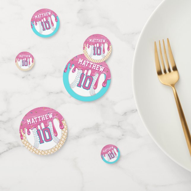 Pink & Blue Baseball Drip Konfetti (Gruppe)