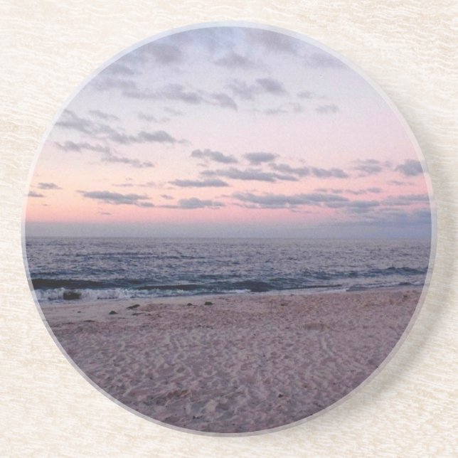 "Pink & Blue Beach at Dawn" Untersetzer (Vorne)