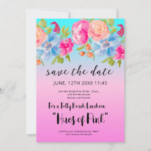 Pink Blue Beach Gradient Bridal Save the Date Einladung