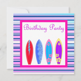 PINK Blue BIRTHDAY PARTY INVITATION STRIPES Einladung