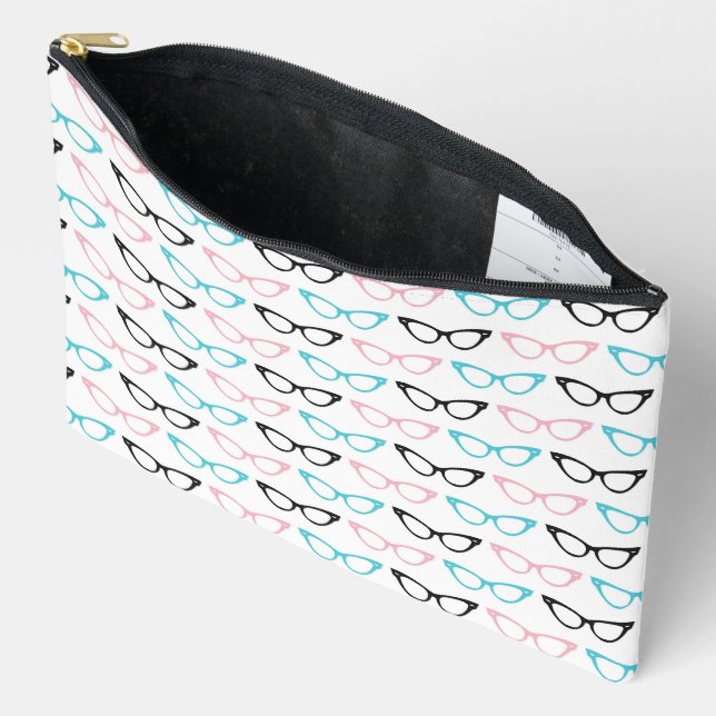 PINK BLUE BLACK CATS EYEGLASSEN ZUBEHÖRTASCHE (Offen)