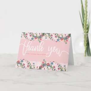 Pink Blue Blumen Weiße Schrift Vielen Dank Overlay Dankeskarte