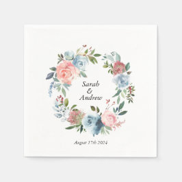 Pink Blue Boho Greenerenery Wreath Wedding Serviette