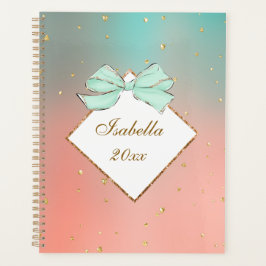 Pink & Blue Bow Personalized Planner
