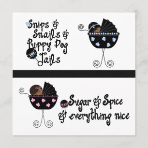 Pink Blue Carriage African American Reveal Party Einladung