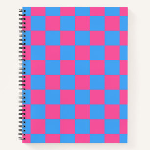 Pink Blue Checkered Karo Pattern Notizbuch