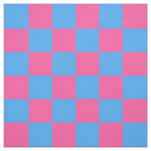 Pink Blue Checkered Karo Pattern Stoff