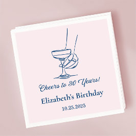 Pink & Blue Cheers bis 30 Jahre Geburtstag Napkins Serviette