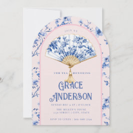 Pink & Blue Chinoiserie Fan | Bridal Tea Einladung