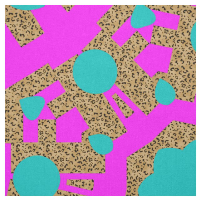 Pink Blue Circle Leopard Tierdruckmuster Stoff (Muster)