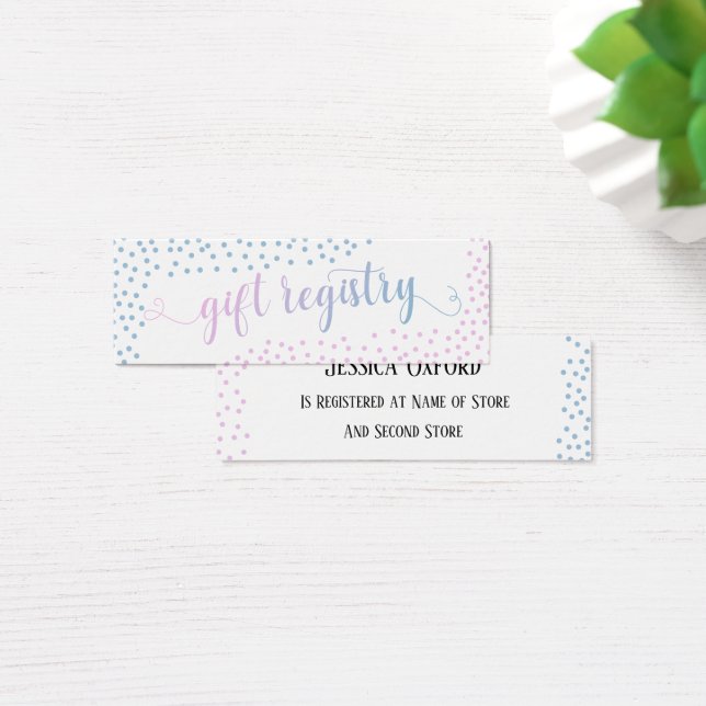 Pink Blue Confetti Baby Geschenkgutschein Handout  (Schreibtisch)