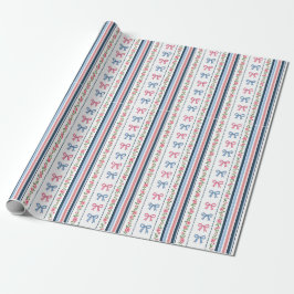 Pink Blue coquette bow Bridal Baby Shower Birthday Geschenkpapier