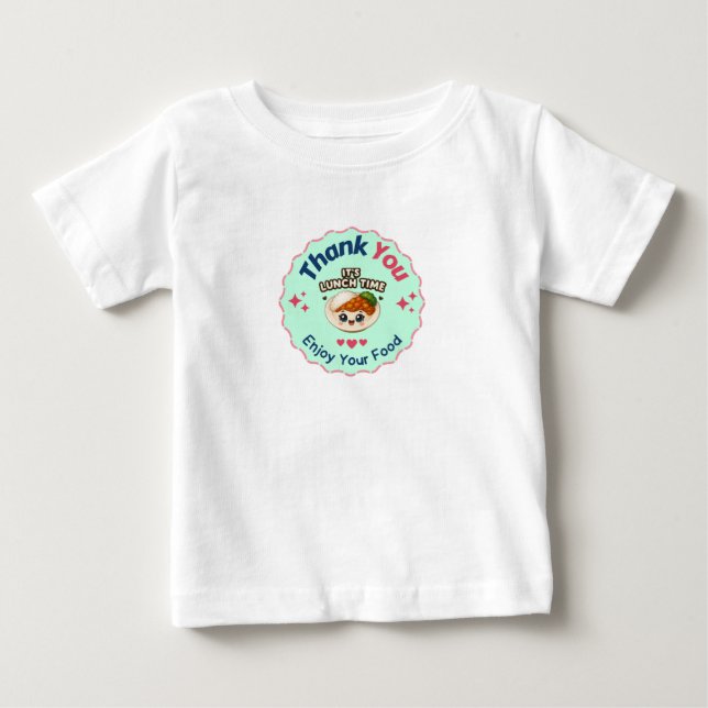 Pink Blue Cute Illustrative Food Business Thank Yo Baby T-shirt (Vorderseite)