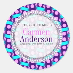 Pink Blue Dotty Pattern Geschenkpapier Buchkleber Runder Aufkleber