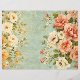 Pink Blue Floral Junk Journal Scrapbook Paper