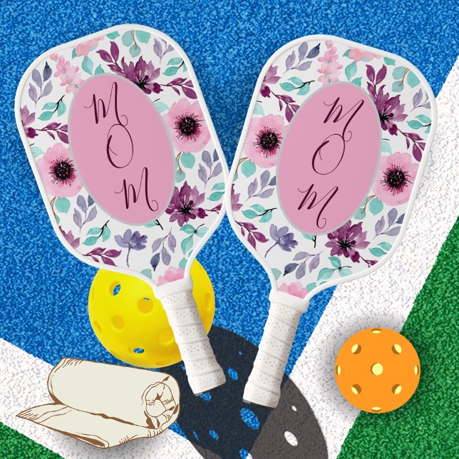 Pink Blue Floral Pickleball Paddle for Mom Gift (Von Creator hochgeladen)