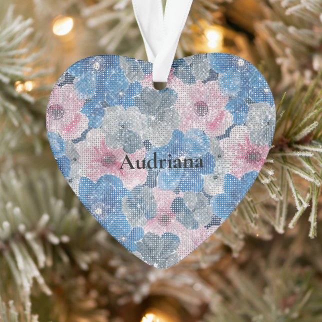 Pink Blue Flowers Sparkle (Arbre)