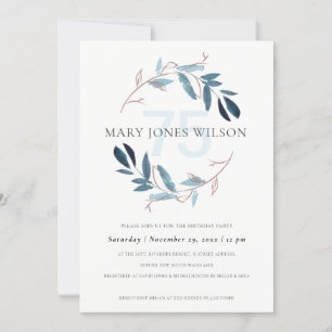 PINK BLUE FOLIAGE WREATH TOUT ÂGE 75 CARTE D'ANNIV