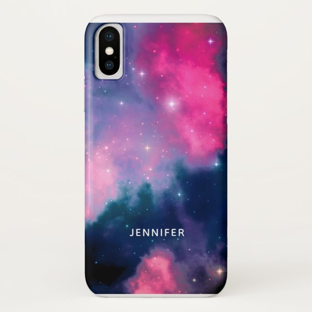 Pink & Blue Galaxy & Stars Abstrakt Case-Mate iPhone Hülle (Rückseite)