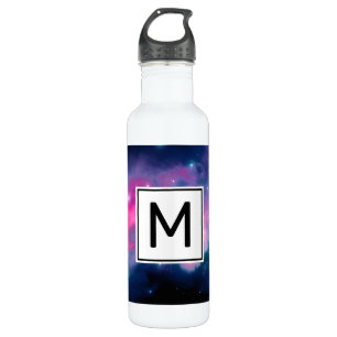 Pink & Blue Galaxy & Stars Abstrakt Edelstahlflasche