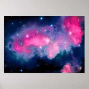 Pink & Blue Galaxy & Stars Abstrakt Poster