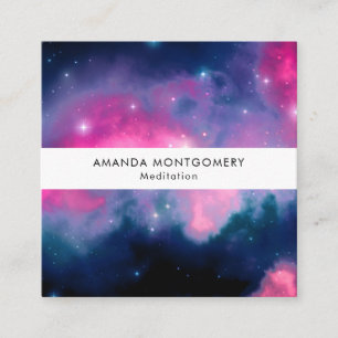 Pink & Blue Galaxy & Stars Abstrakt Quadratische Visitenkarte