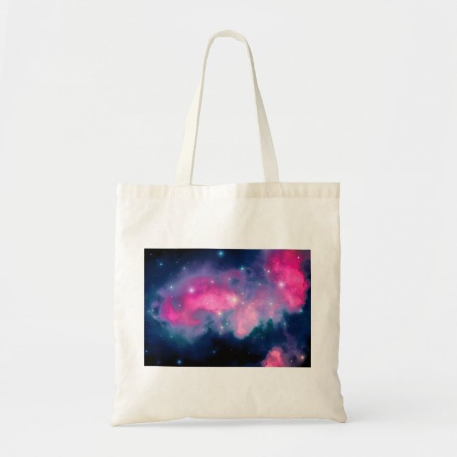 Pink & Blue Galaxy & Stars Abstrakt Tragetasche (Vorne)