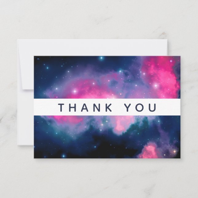 Pink & Blue Galaxy & Stars Abstrakt Vielen Dank Dankeskarte (Vorderseite)