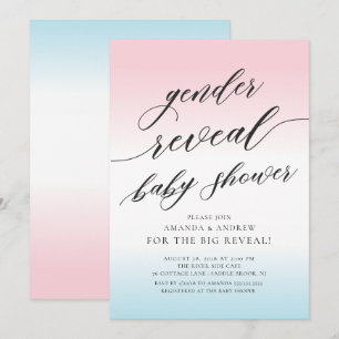 Pink & Blue Gender Reveal Baby Shower Einladung