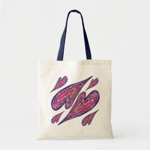 Pink Blue Glitzer Hearts Art CustomTote Tasche