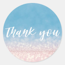 Pink Blue Glitzer Trendy Vielen Dank