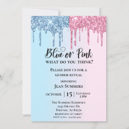 Pink Blue Glitzer Tropfen Sparkle Glam Gender Reve Einladung