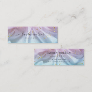 Pink Blue Glitzern Satin Material Business Card Mini Visitenkarte