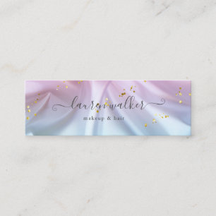 Pink Blue Glitzern Satin Material Business Card Mini Visitenkarte