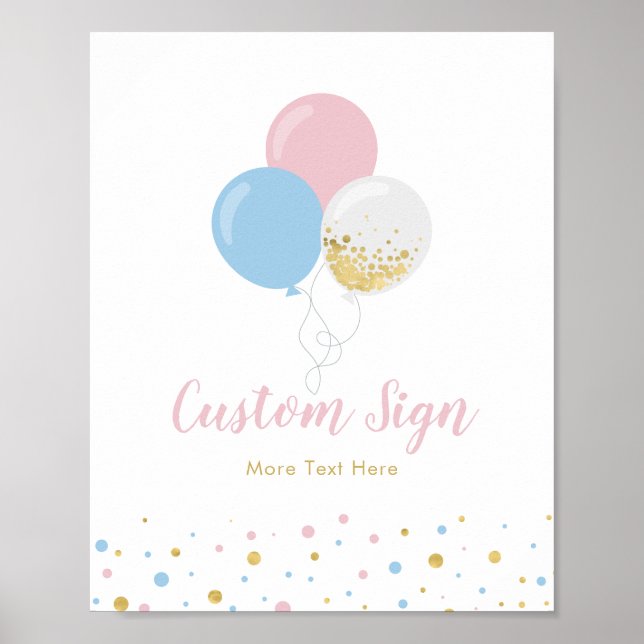 Pink, Blue & Gold Baby Dusche Individuelles Party  Poster (Vorne)