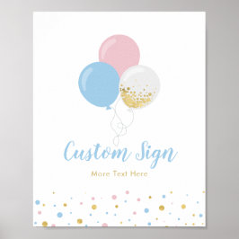 Pink, Blue & Gold Baby Dusche Individuelles Party  Poster