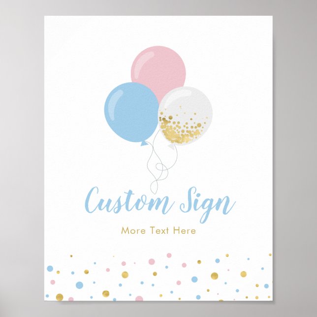 Pink, Blue & Gold Baby Dusche Individuelles Party  Poster (Vorne)