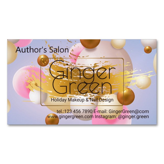 Pink Blue Gold Balloons Magnetische Visitenkarte (Vorderseite)