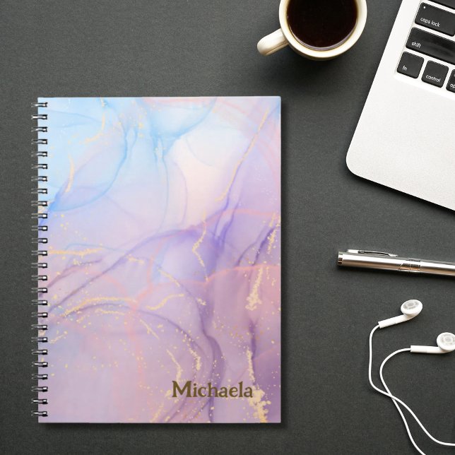 Pink Blue Gold Glitter Marble Name  Notizblock (Pink Blue Gold Glitter Marble Name Notebook)