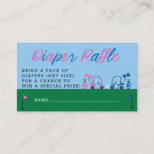Pink Blue Golf Gender Reveal Diaper Raffle Ticket Begleitkarte