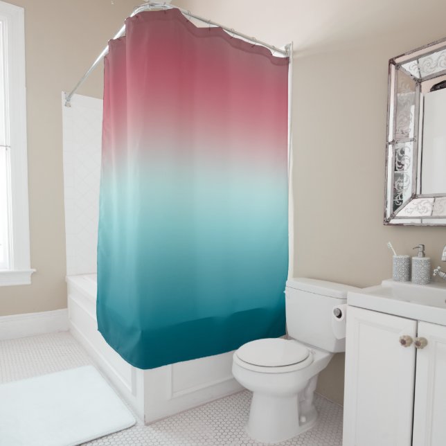 Pink & Blue Gradient Dusty Rose Aqua & Aquamarin O Duschvorhang (Beispiel)