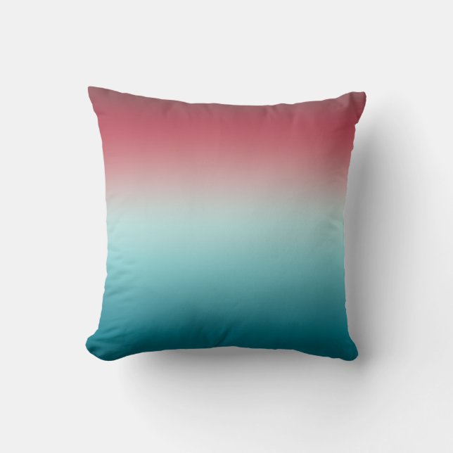 Pink & Blue Gradient Dusty Rose Aqua & Aquamarin O Kissen (Vorderseite)