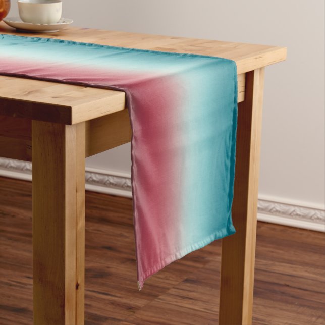 Pink & Blue Gradient Dusty Rose Aqua & Aquamarin O Kurzer Tischläufer (Beispiel)