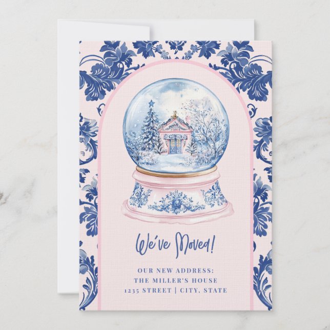 Pink & Blue Grandmillenial Adresswechsel Einladung (Vorderseite)