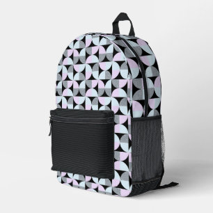 PINK BLUE GRAT BLACK GEOMETRIC PATTERN BEDRUCKTER RUCKSACK